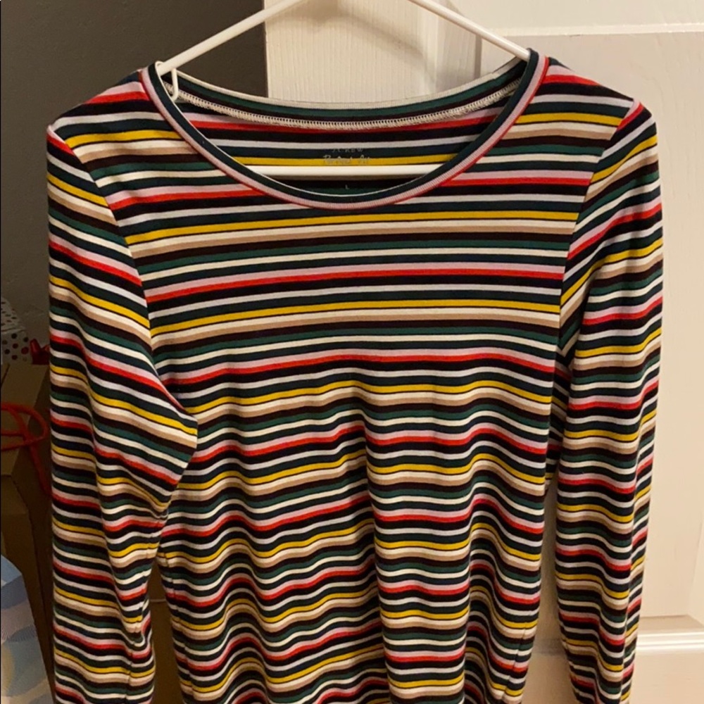 J Crew perfect fit rainbow stripe long sleeve